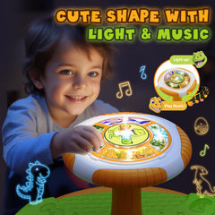 HYES Dinosaur Sit and Spin music panel offers interactive learning through rhythm.