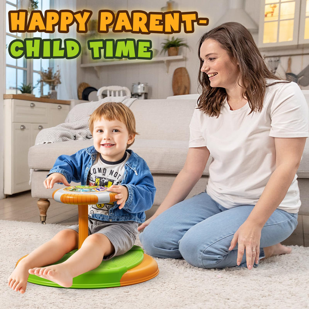 HYES Dinosaur Sit and Spin stable base prevents slips on floors and carpets.