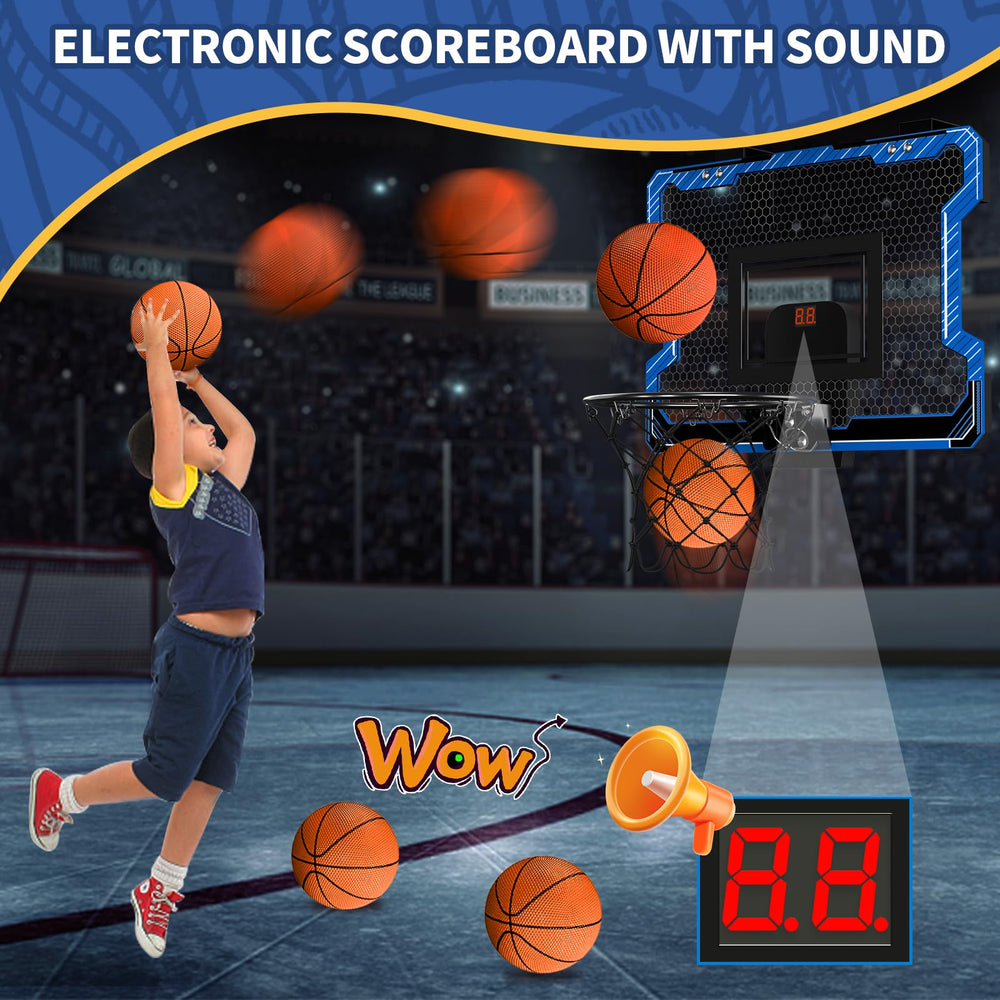 HYES door basketball hoop with breakaway rim simulates real dunking safely.