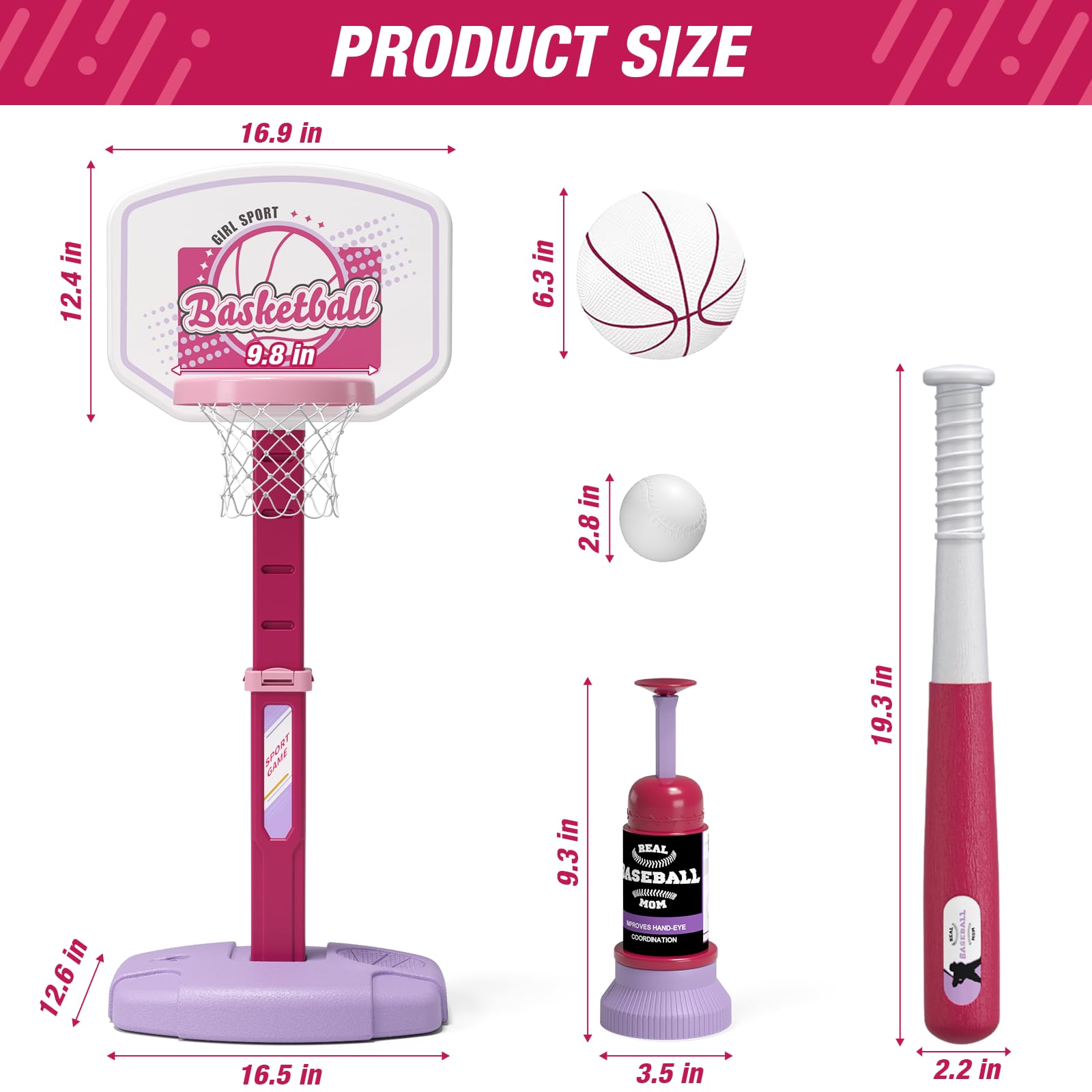 HYES pink 2-in-1 gift-ready sports set for kids.