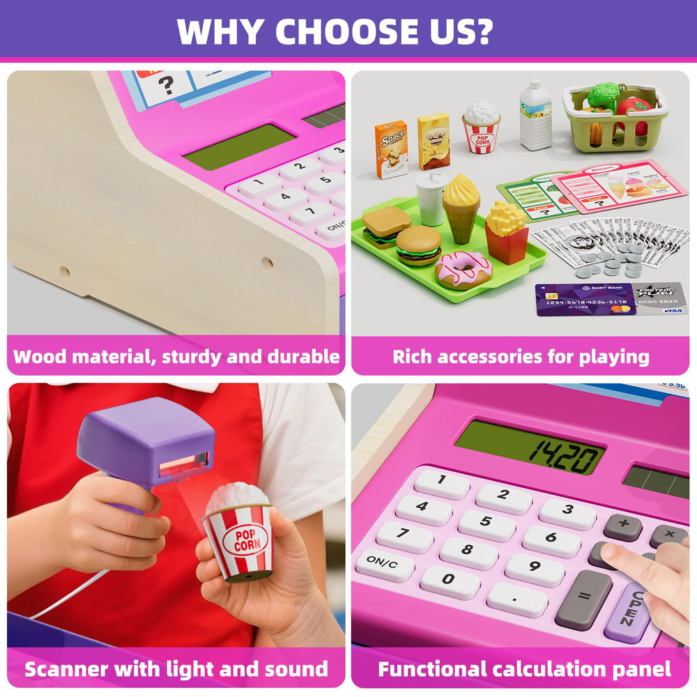 HYES menus, food toys, and a shopping basket spark role-play scenarios.