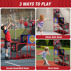 HYES Kids playing indoors with the arcade set for active family time