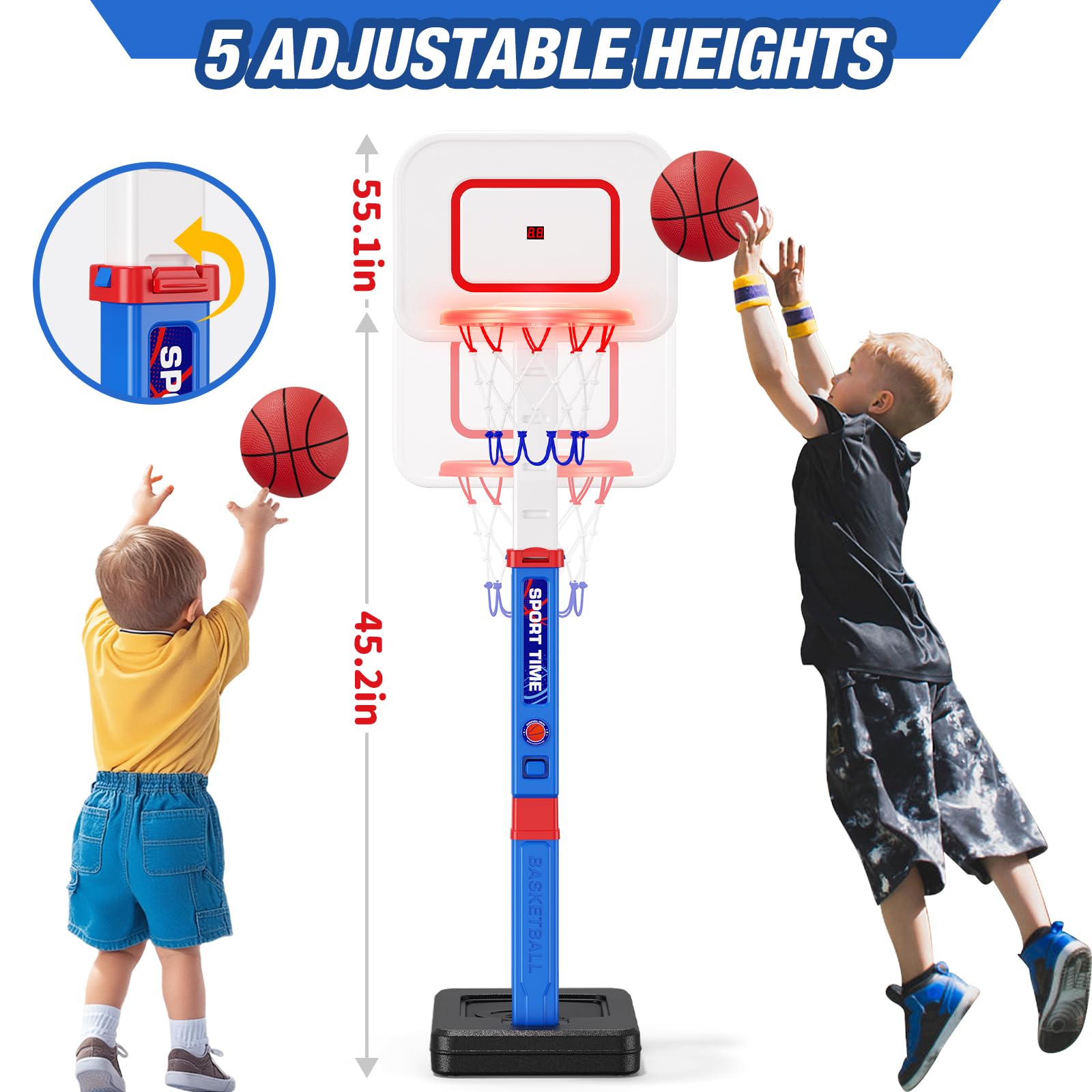 HYES LED rim lights up on each basket