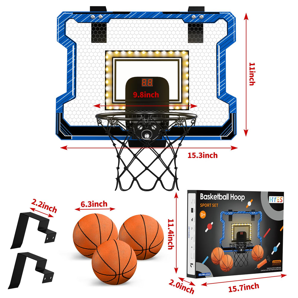 HYES blue mini basketball hoop adds sporty style to room