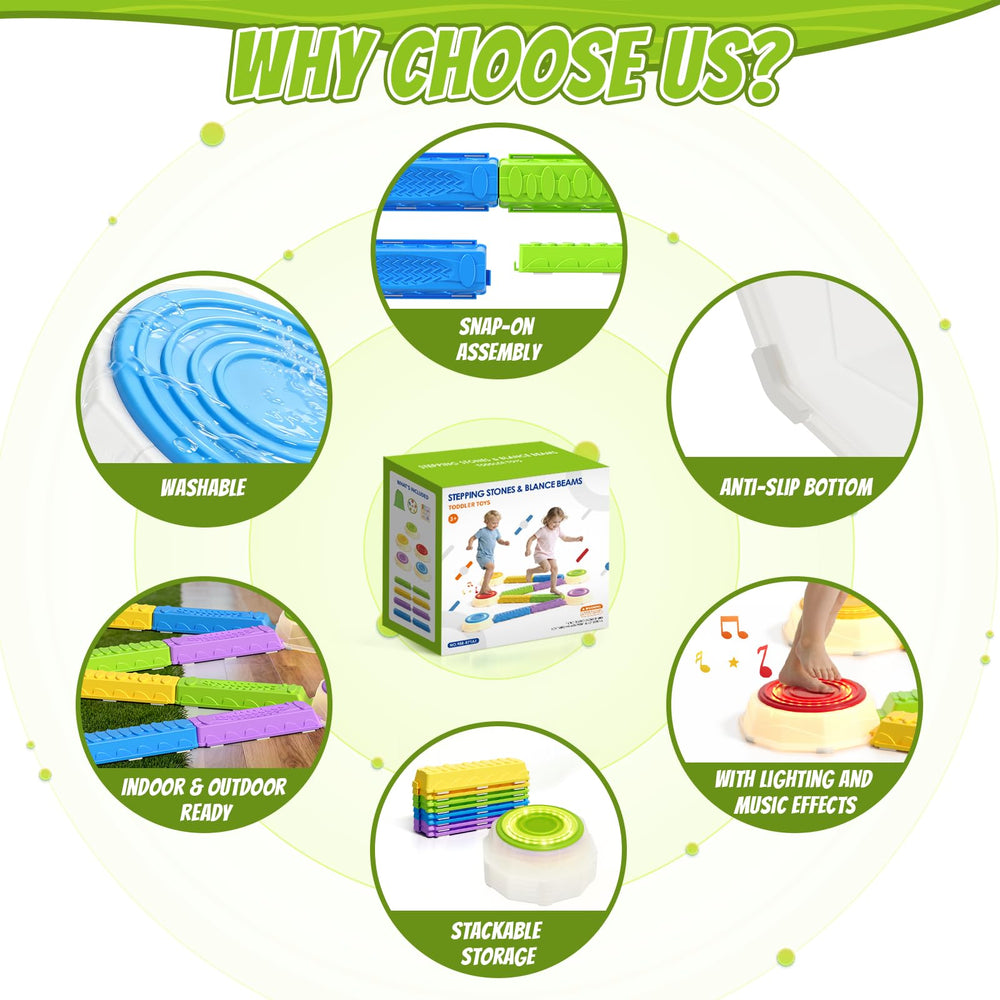 HYES Piano-Tone Stones deliver rhythmic cues for indoor or outdoor play.