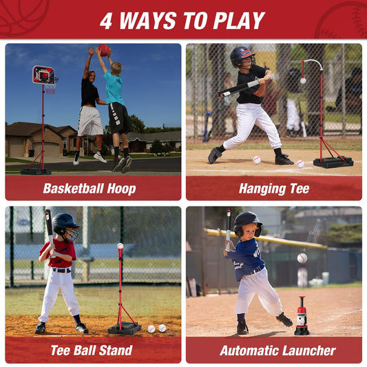 HYES pitching machine in action for backyard baseball practice.