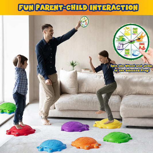 Bright colors of HYES stepping stones aid color recognition during play.