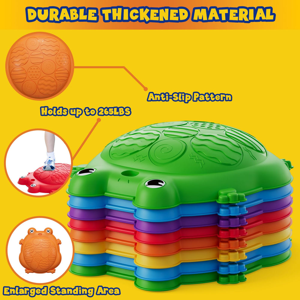 HYES stepping stones non-slip surface keeps kids steady on carpet.