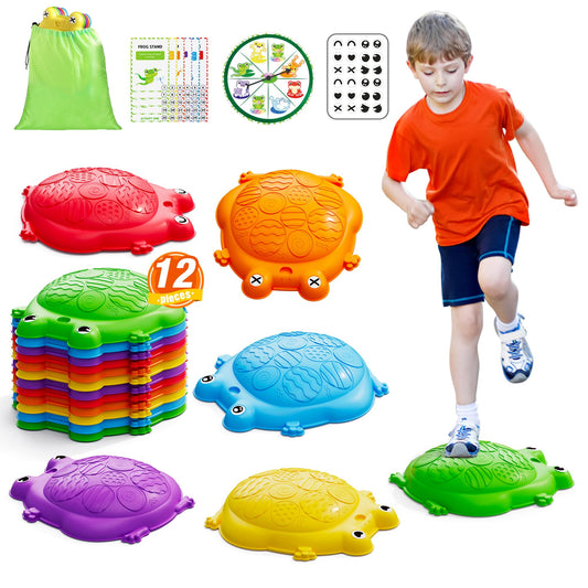 HYES stepping stones with frog shapes for safe balance practice at home.