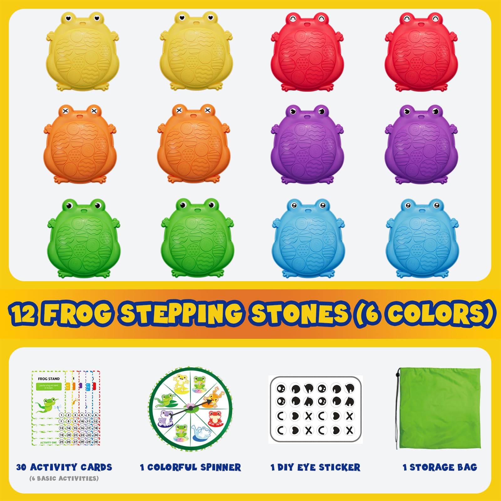 HYES stepping stones non-slip design keeps play stable on carpet or grass.