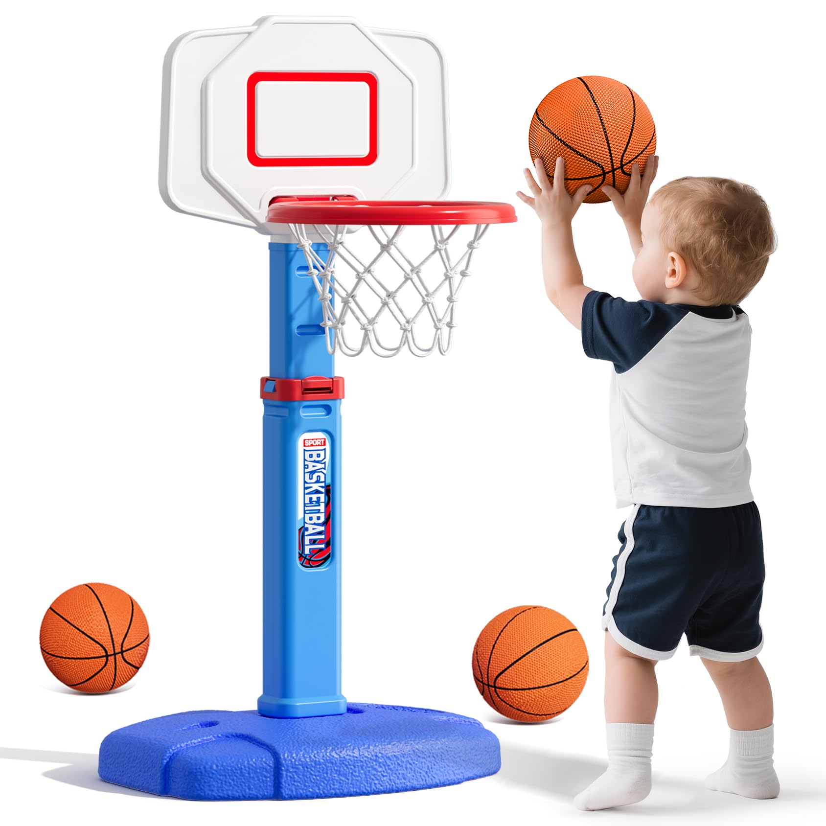 HYES toddler basketball hoop assembly for quick setup and family fun.