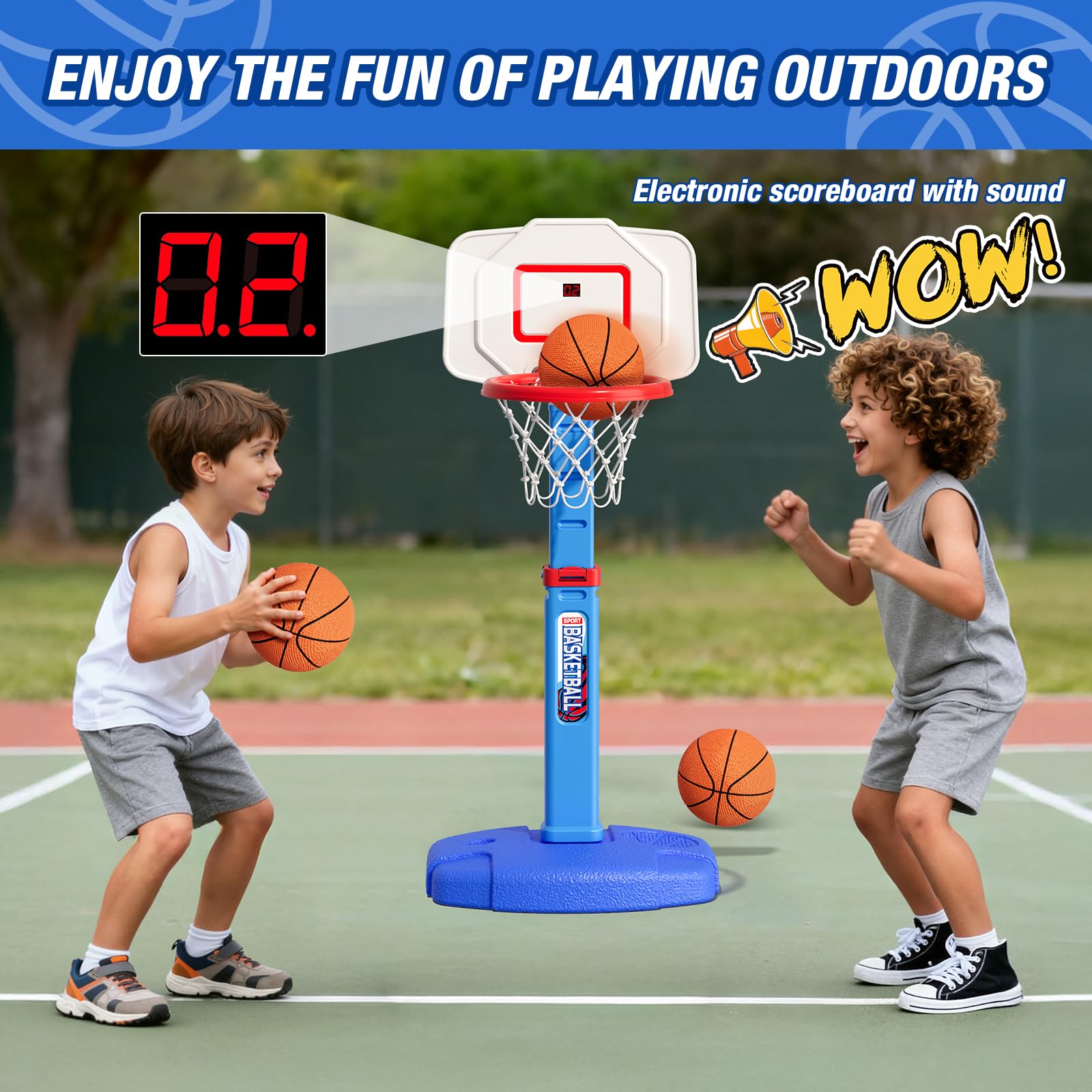 HYES hoop height adjustment to grow with your child