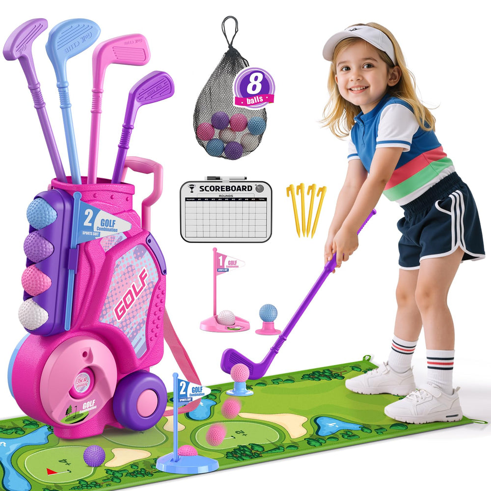 HYES toddler golf set cart enables easy transport for outdoor play