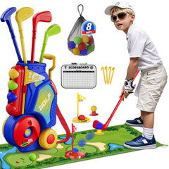 HYES Toddler Golf Set cart stores all pieces for easy cleanup.