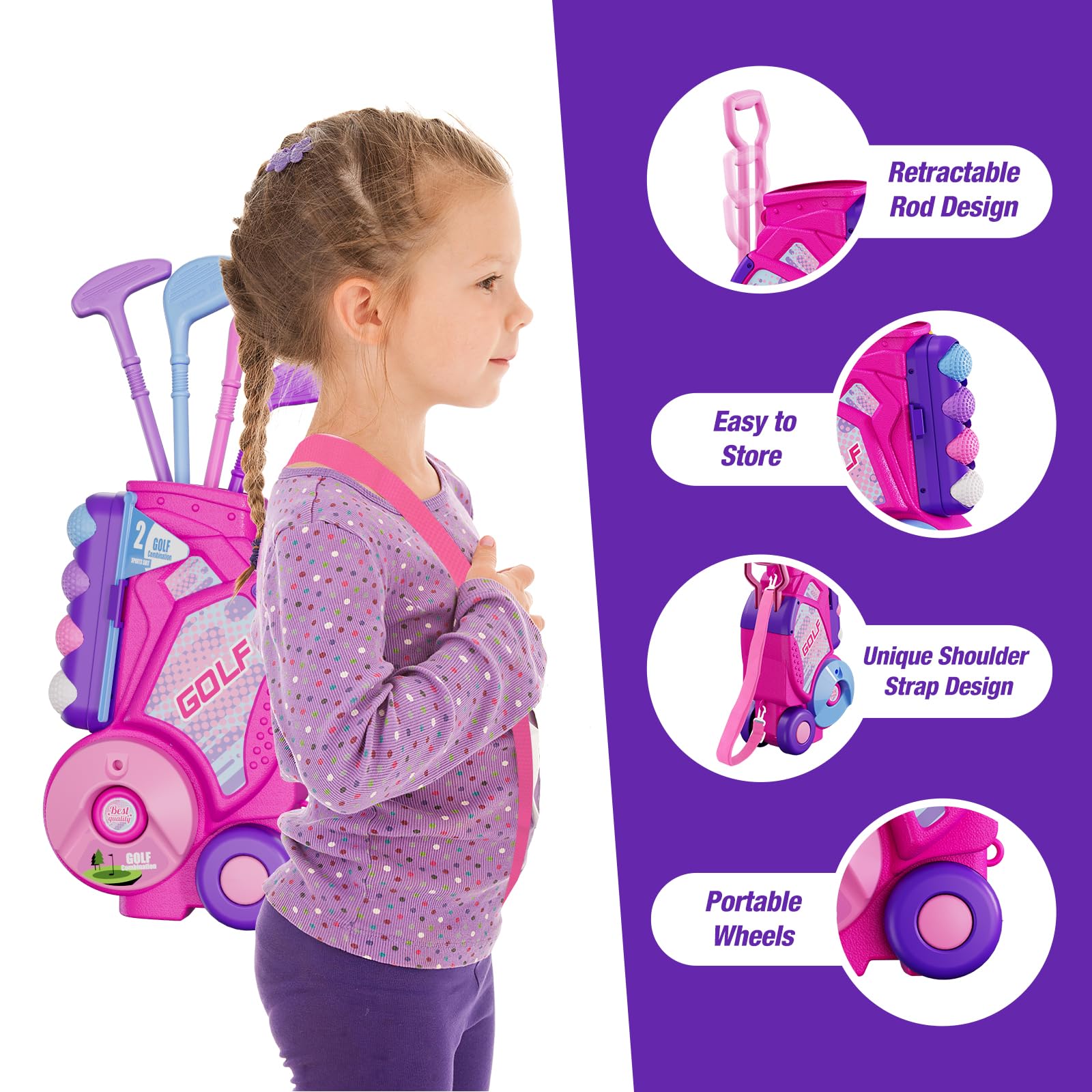 HYES toddler golf set clubs show varied shapes for beginner-friendly practice