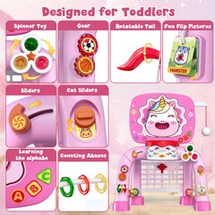 HYES Unicorn ABC panel introduces letters and animal sounds for learning