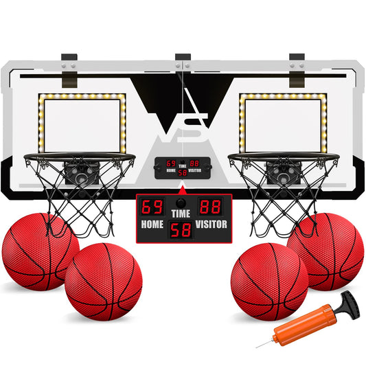 HYES two-player door basketball game with dual hoops for head-to-head play.
