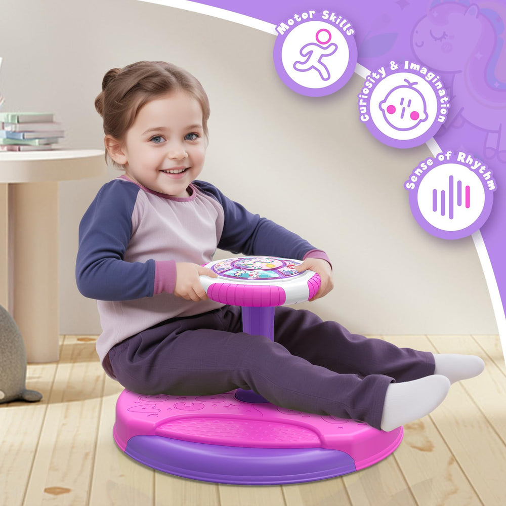 HYES Unicorn sit and spin toy assembly requires no tools for quick setup.