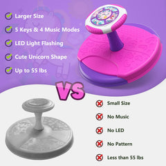 HYES Unicorn sit and spin toy ABS construction withstands active play.
