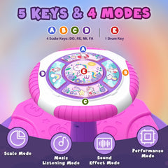 HYES Unicorn sit and spin toy music keys encourage rhythm exploration during early music sessions.