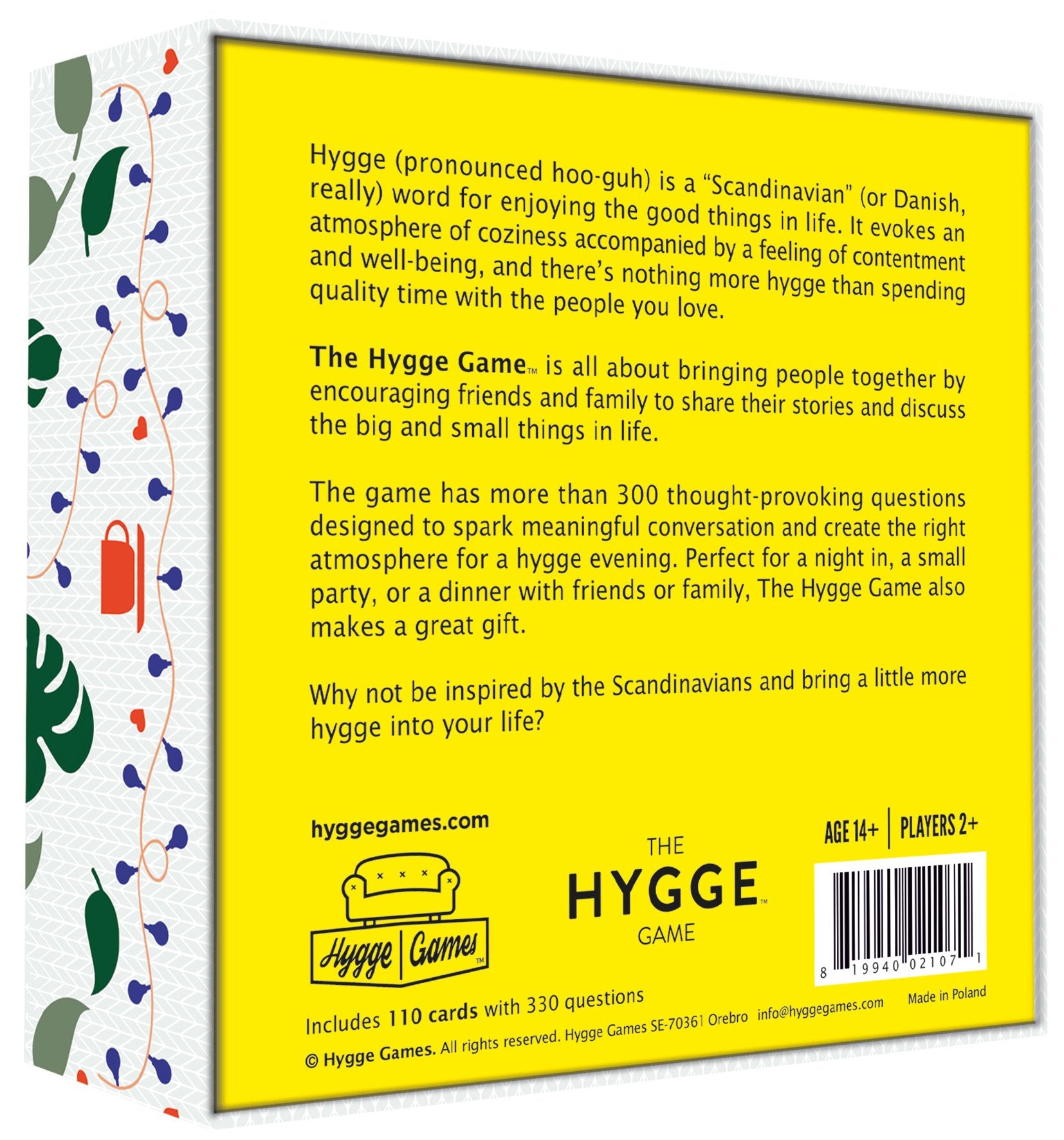 The Hygge Game prompts foster connection as players share stories during a relaxed gathering.