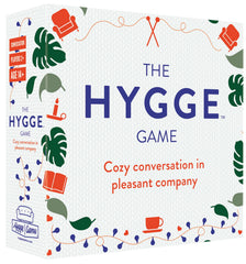 The Hygge Game multicolored packaging promotes warm, engaging conversations for friends and family.