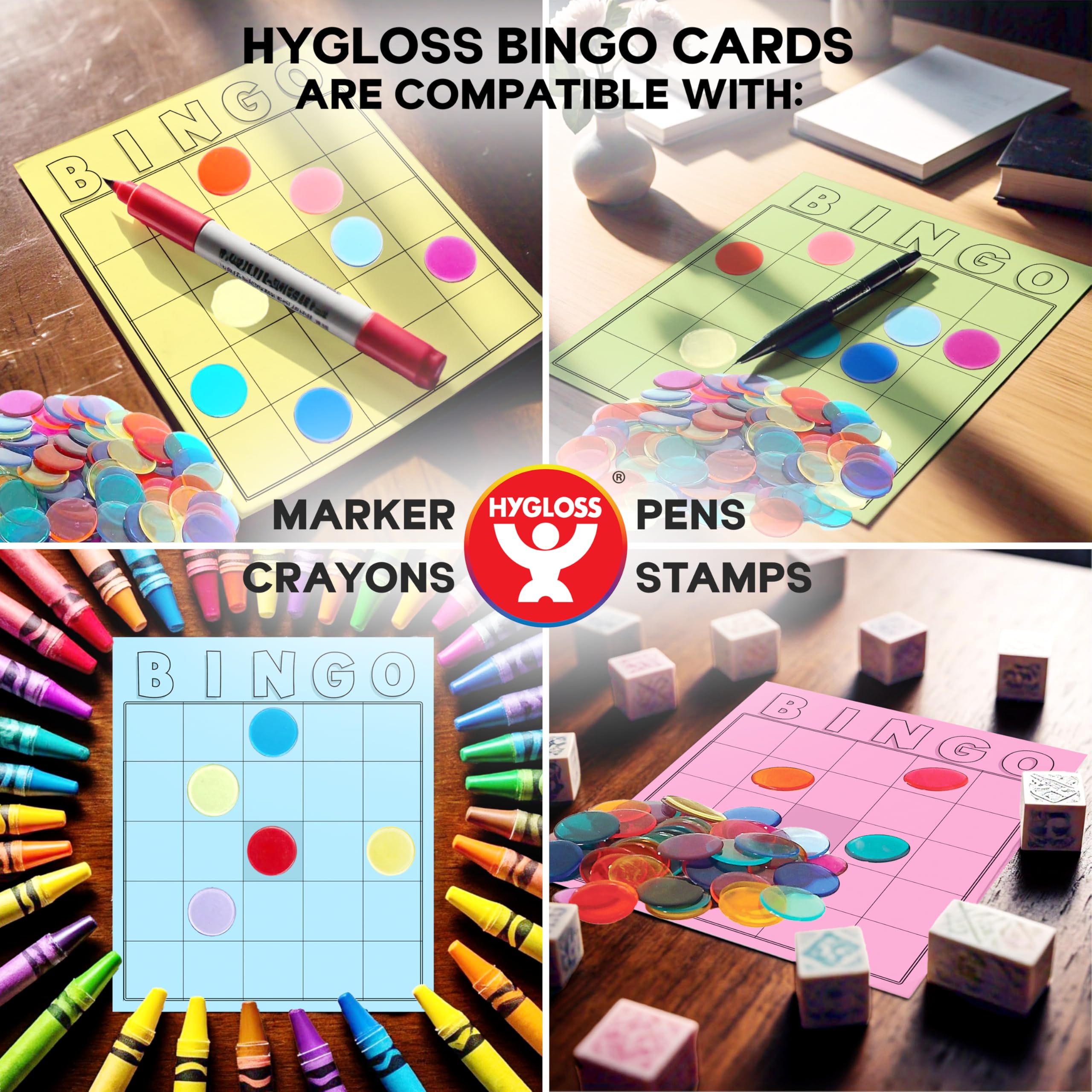 Hygloss bingo cards large white marker test on uncoated surface