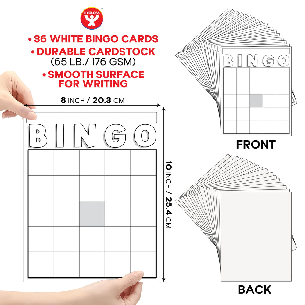 Hygloss bingo cards large white pack showing stacked sheets for events