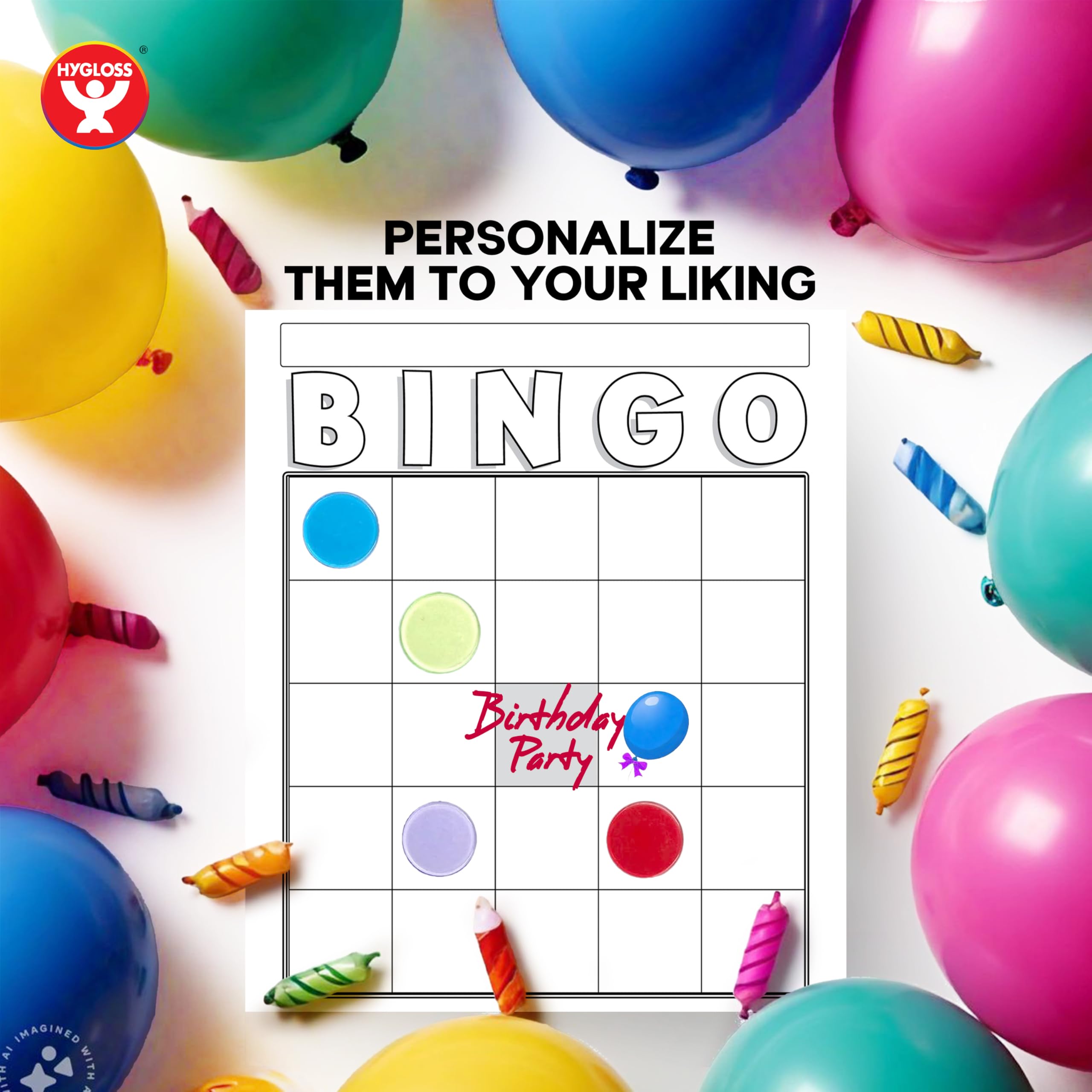 Hygloss bingo cards large white USA-made emblem indicating quality