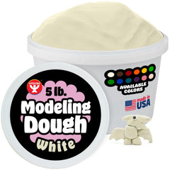 Hygloss Play Dough 5lb tub with white color for classroom group crafts, easy to mold.