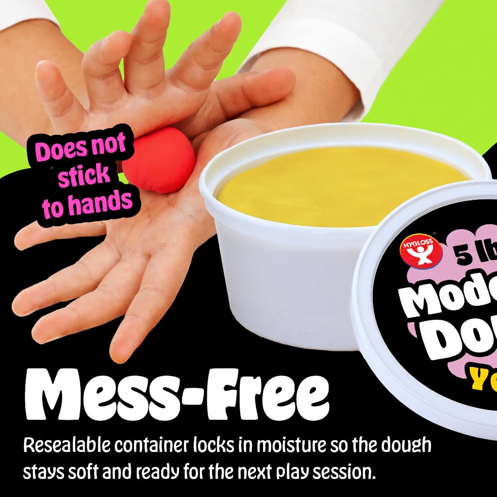 Hygloss Play Dough unscented dough being pressed, ideal for sensitive kids.