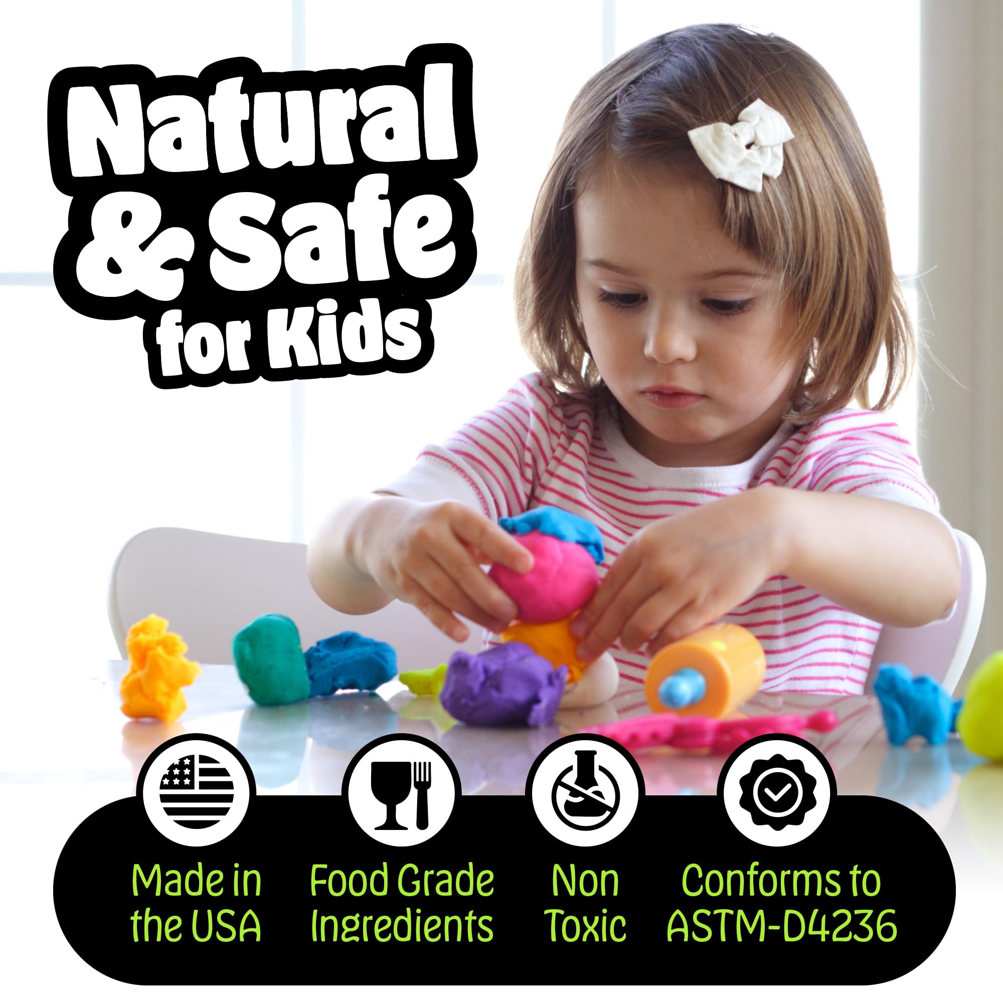 Hygloss Play Dough 5lb tub stored in resealable container keeps softness.