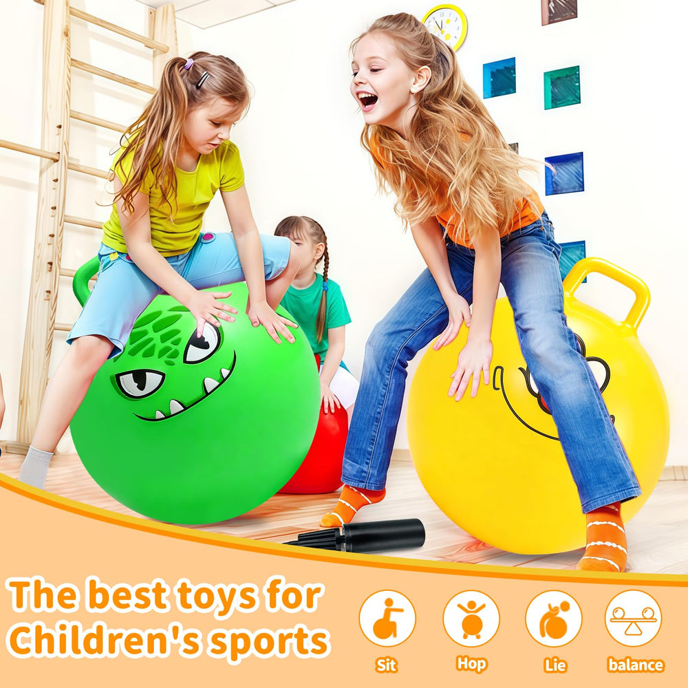 Hymaz hopper ball 18inch with colorful patterns, showcasing durable thickened PVC construction.