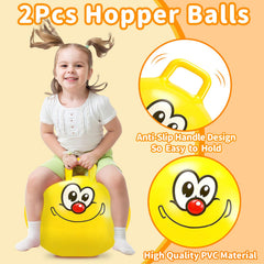 Hymaz hopper ball children jumping outdoors, supporting balance and coordination during play.