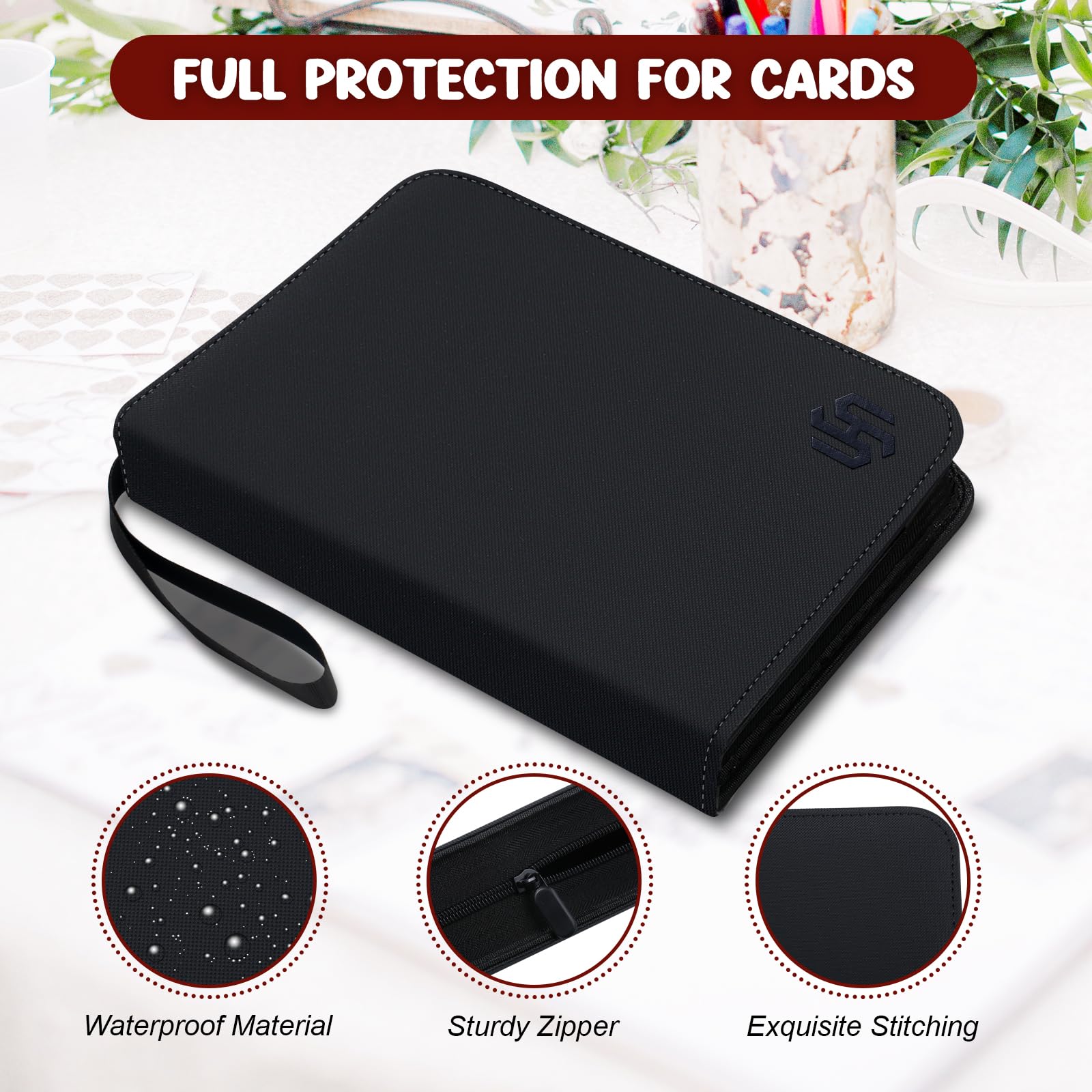 HYMENEX removable sleeves for 80 cards provide secure, double-sided display.