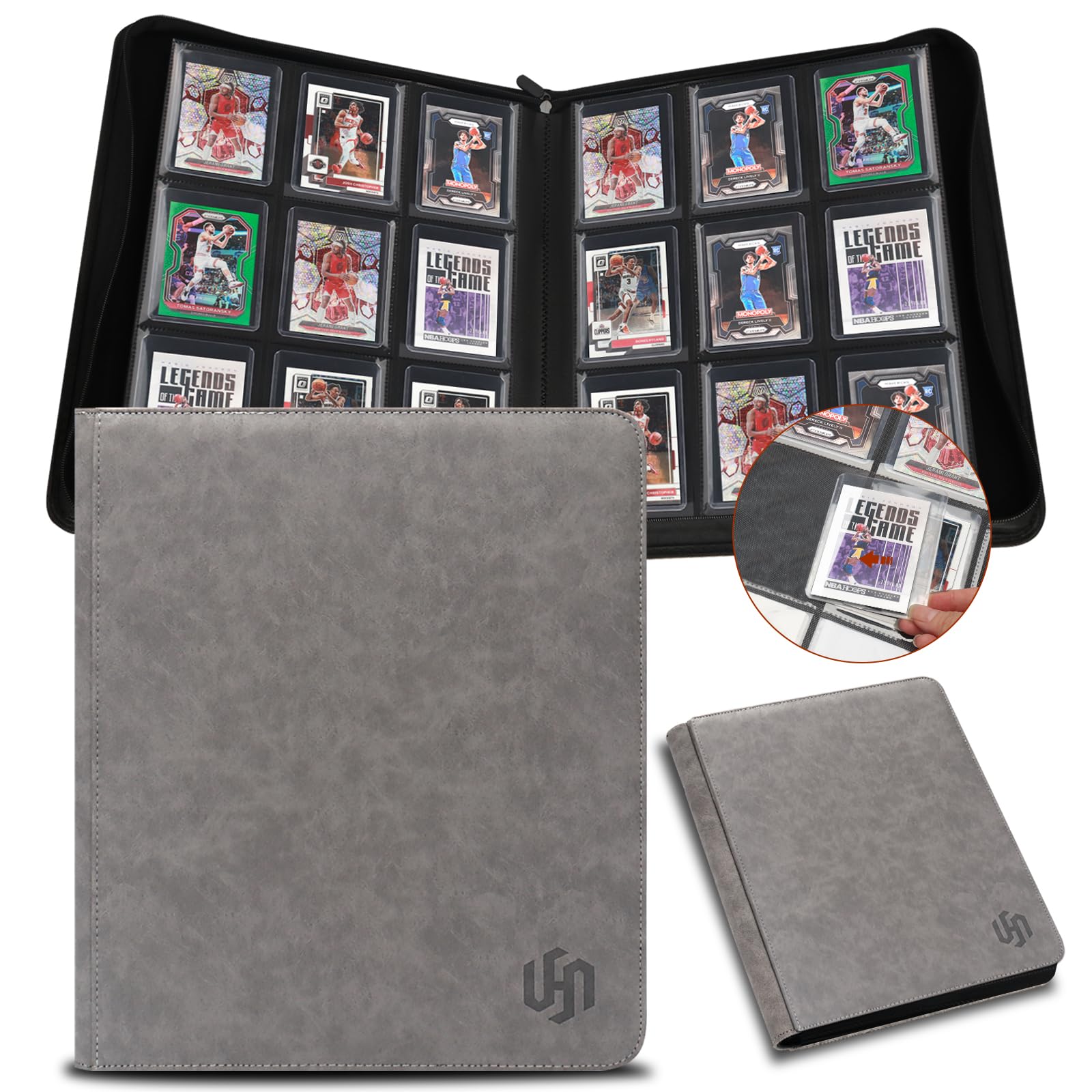 HYMENEX Toploader Binder front view shows 9-pocket layout for easy card organization