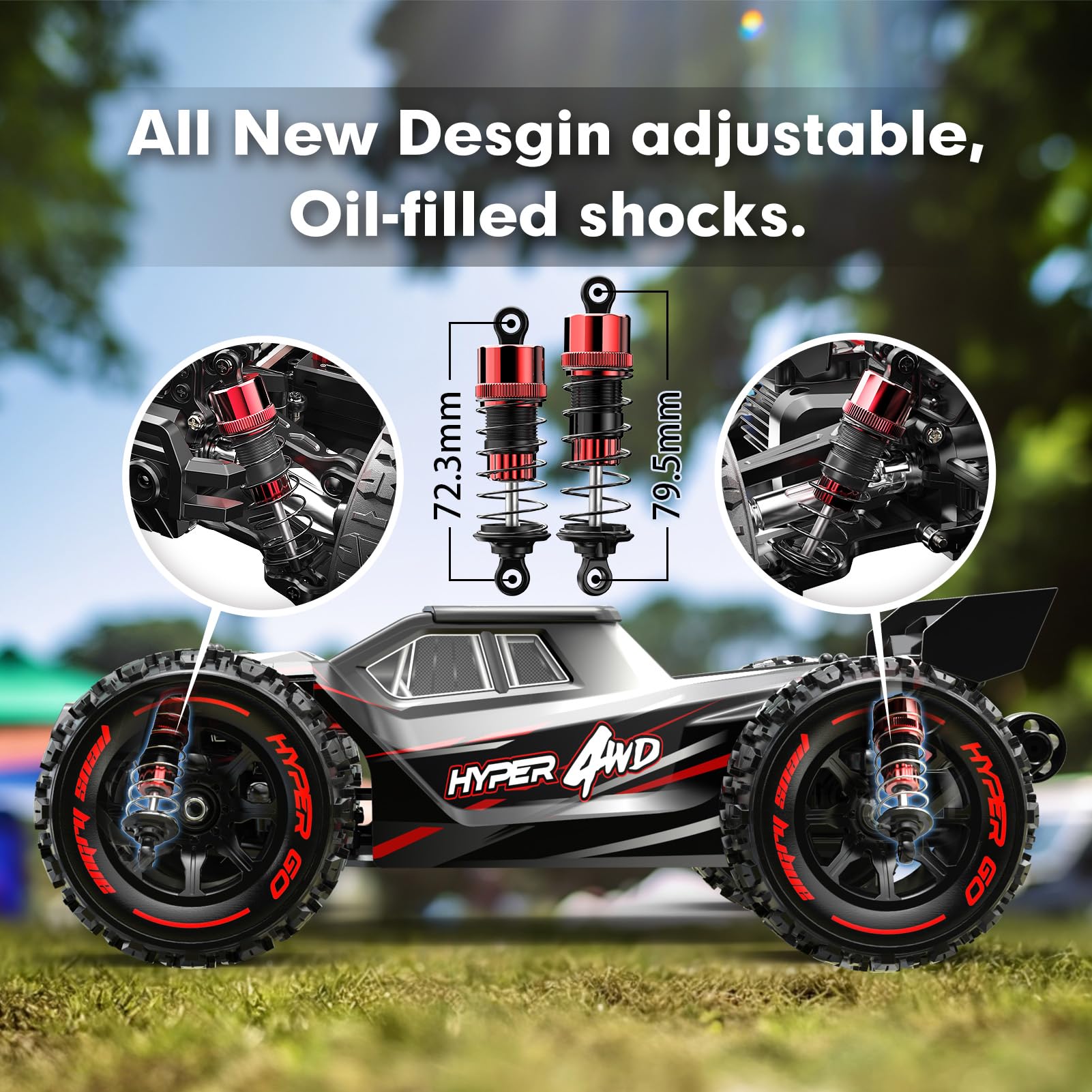 HYPER GO H14BM V3 metal gearbox and diff for durability.