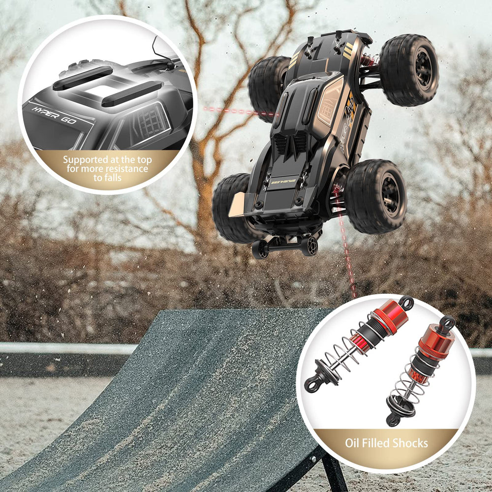 HYPER GO H16BM 4WD transmission highlights durable metal gears for stable off-road grip.