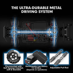 HYPER GO H16BM suspension system with oil-filled absorbers smooths jumps.
