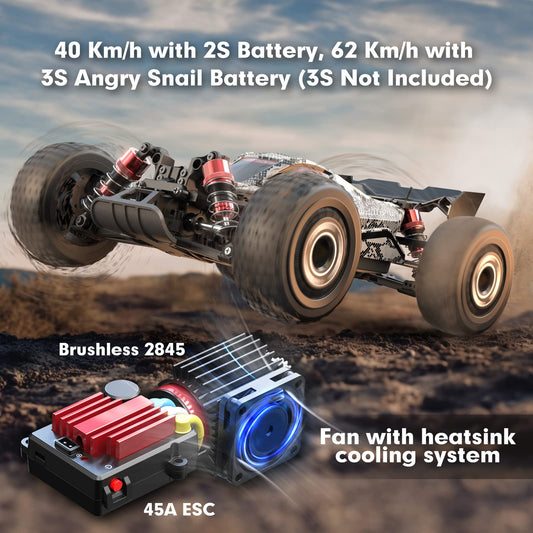 Hyper Go H16PL front view highlights optimized suspension for sharp turns.