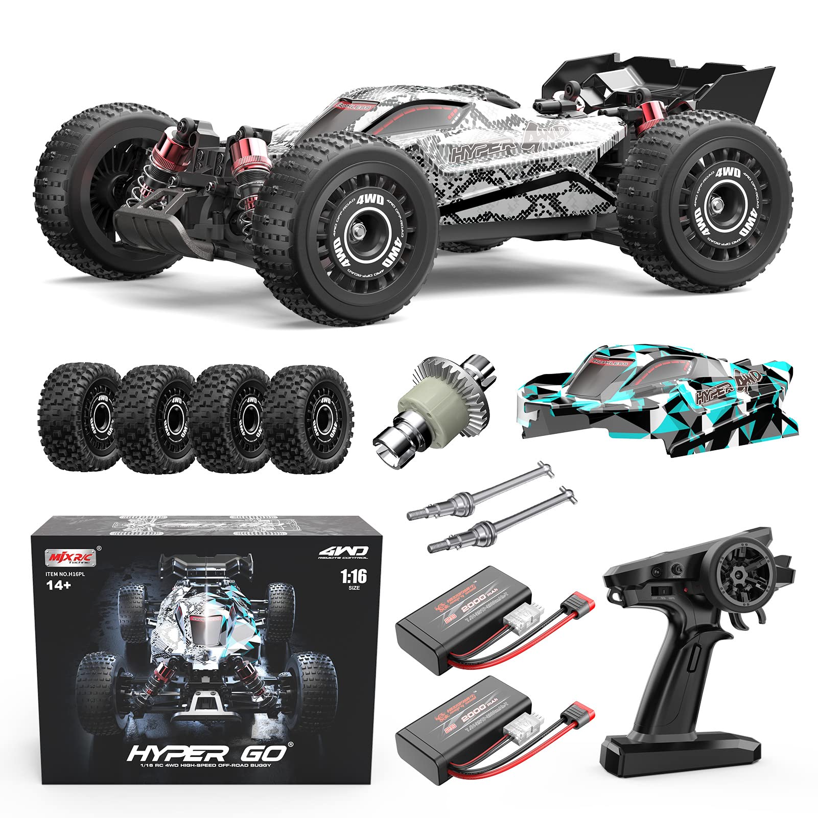 Hyper Go H16PL side view shows rugged 4WD chassis for off-road fun.
