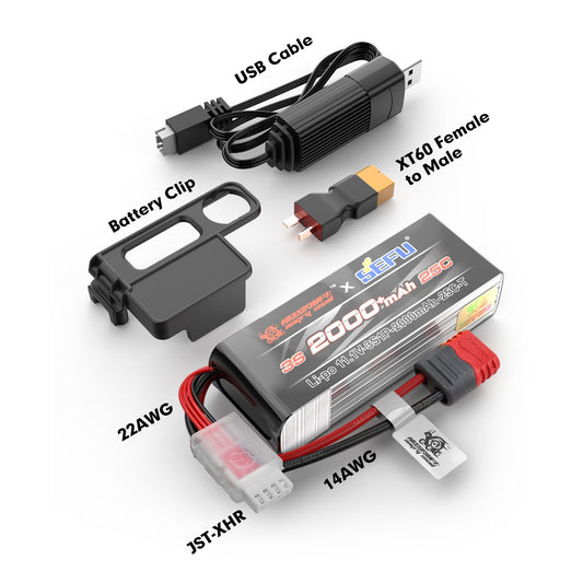Hyper Go XT60 adapter and USB charger improve battery setup.