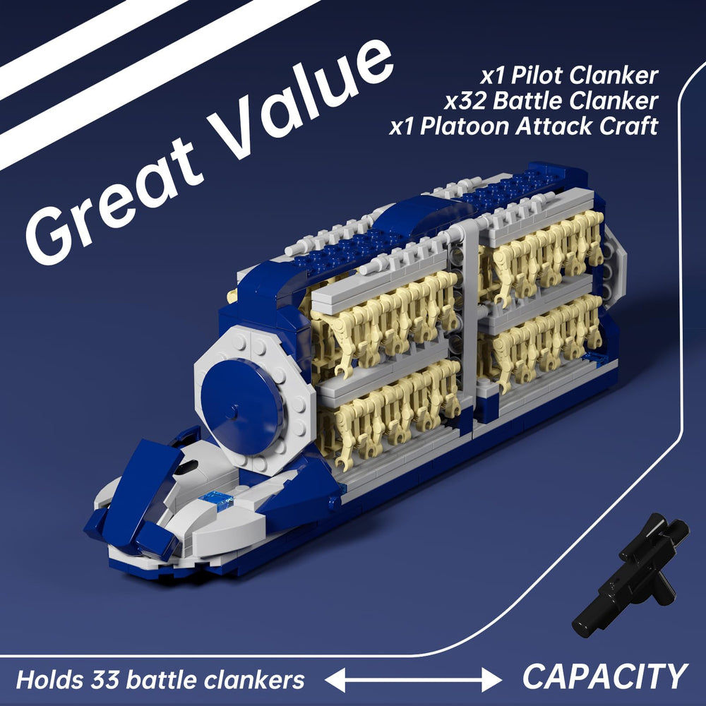 HyperBrick Droid Army platoon attack craft layout highlights transport-ready design.