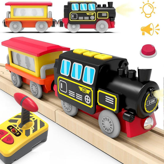 HYPERLIVING motorized locomotive on wooden track for immersive play