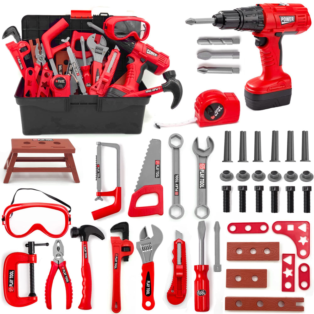 HYRENEE Kids Tool Set 48-piece toolbox for imaginative play and motor skill development
