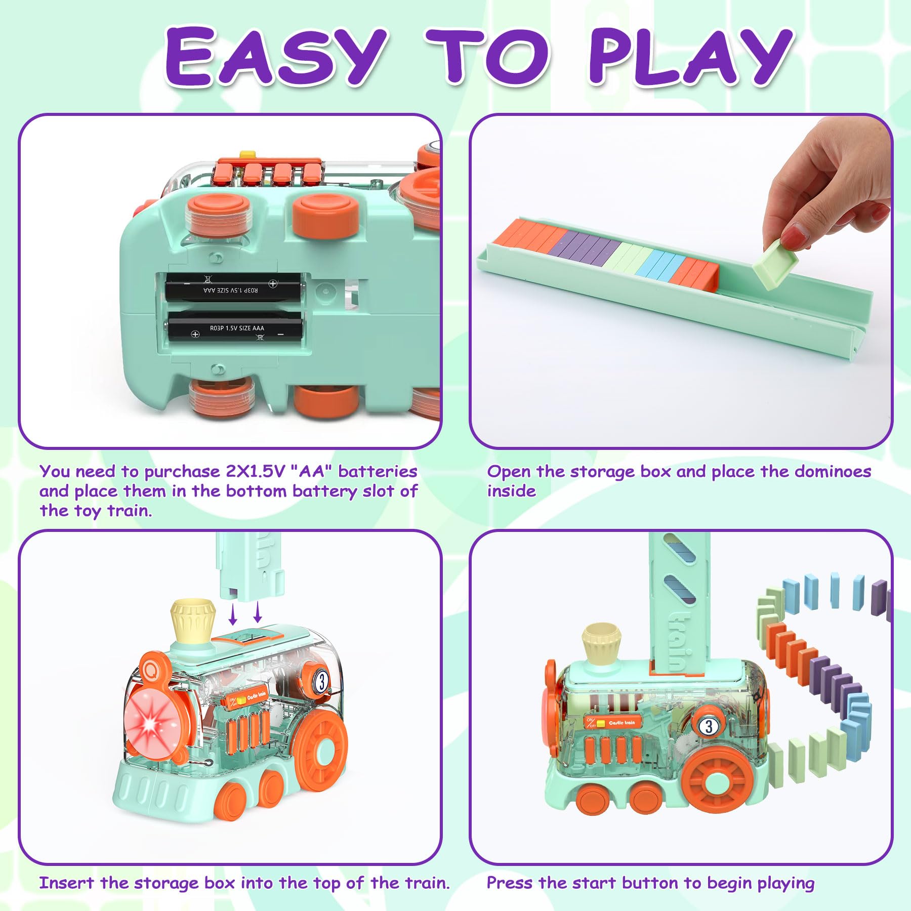 Hyvode Domino Train start button initiates play smoothly and safely