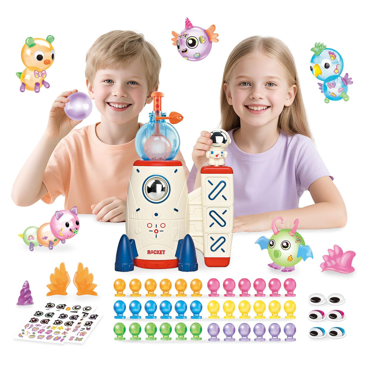 HYWEIQING Space Rocket Sticky Balloon Kit with pump for creative kids' activities.
