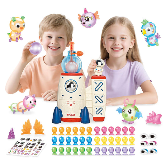 HYWEIQING Space Rocket Sticky Balloon Kit with pump for creative kids' activities.