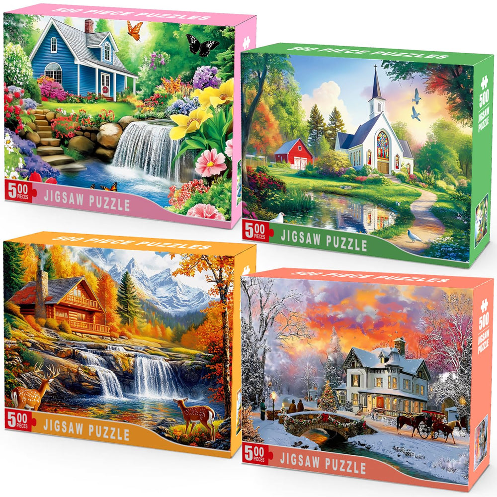 HYXCHQA spring garden cottage puzzle showcases vibrant blooms for mindful evenings.