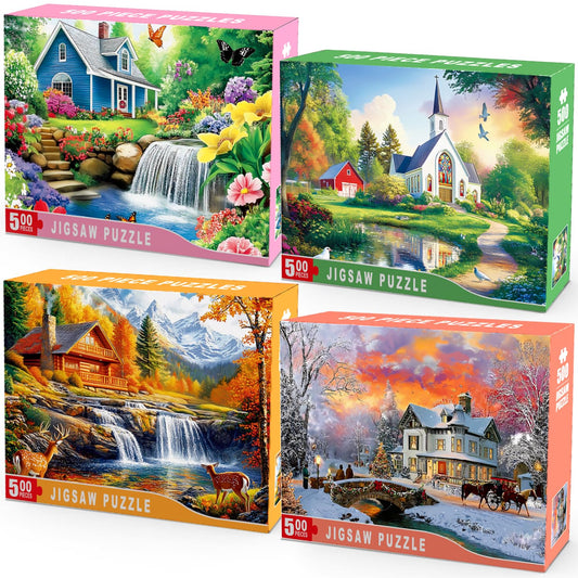 HYXCHQA spring garden cottage puzzle showcases vibrant blooms for mindful evenings.